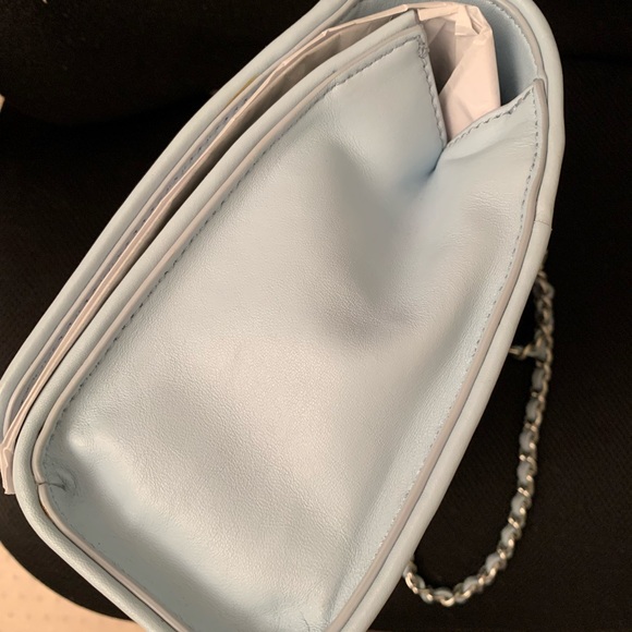 Tory Burch Fleming icy blue leather convertible shoulder bag /crossbody - Picture 15 of 15